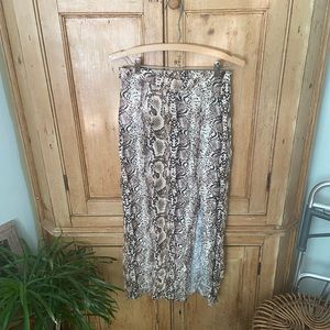 Snakeskin pattern maxi skirt with slit, size XS